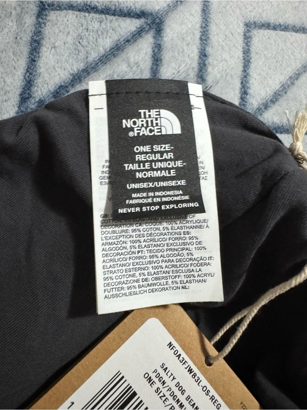 The North Face Forest Green Ribbed Cuffed Salty Dog Beanie with Logo Patch OSFM